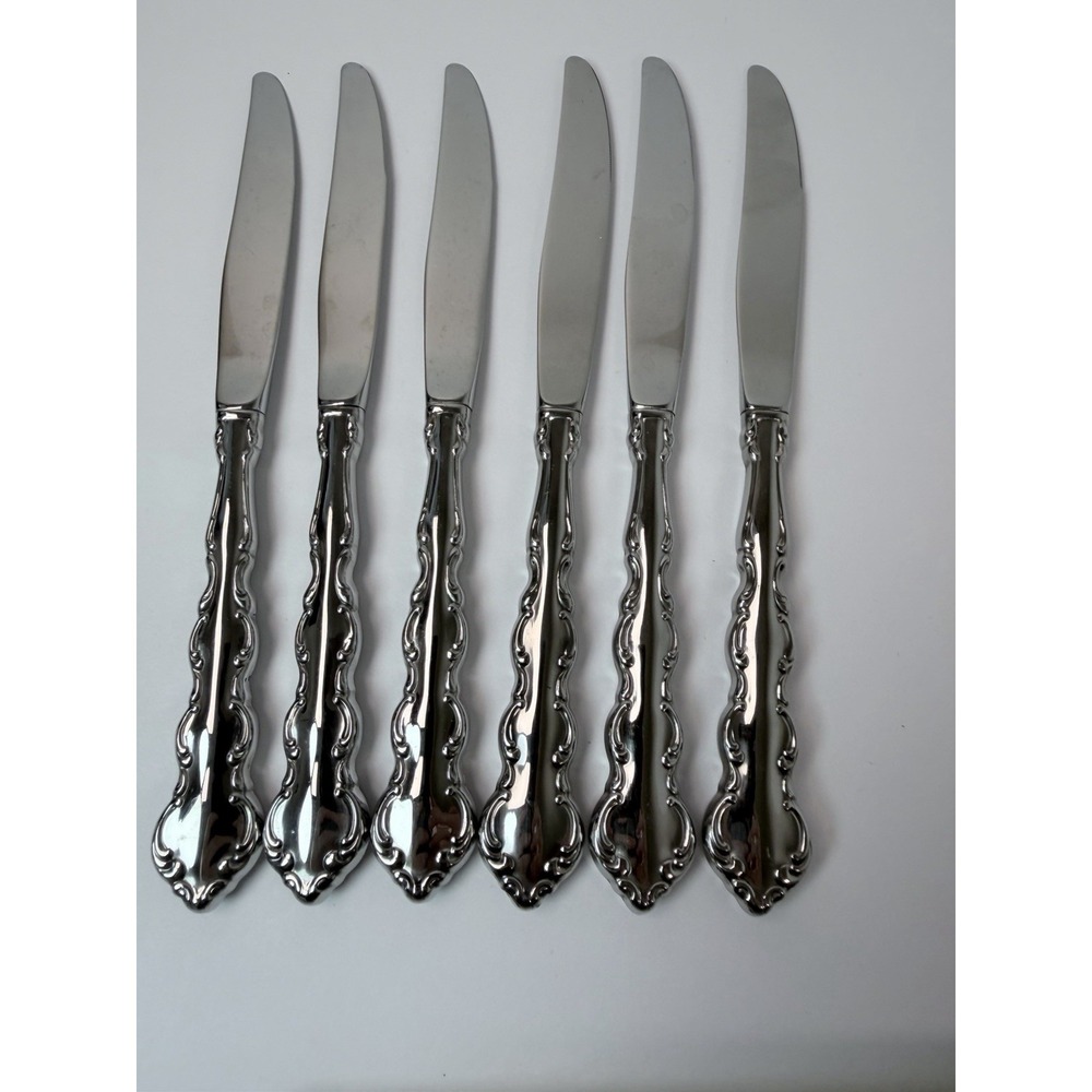 Oneida Mozart Dinner Knife  Stainless‎ Flatware  9" Lot of 6